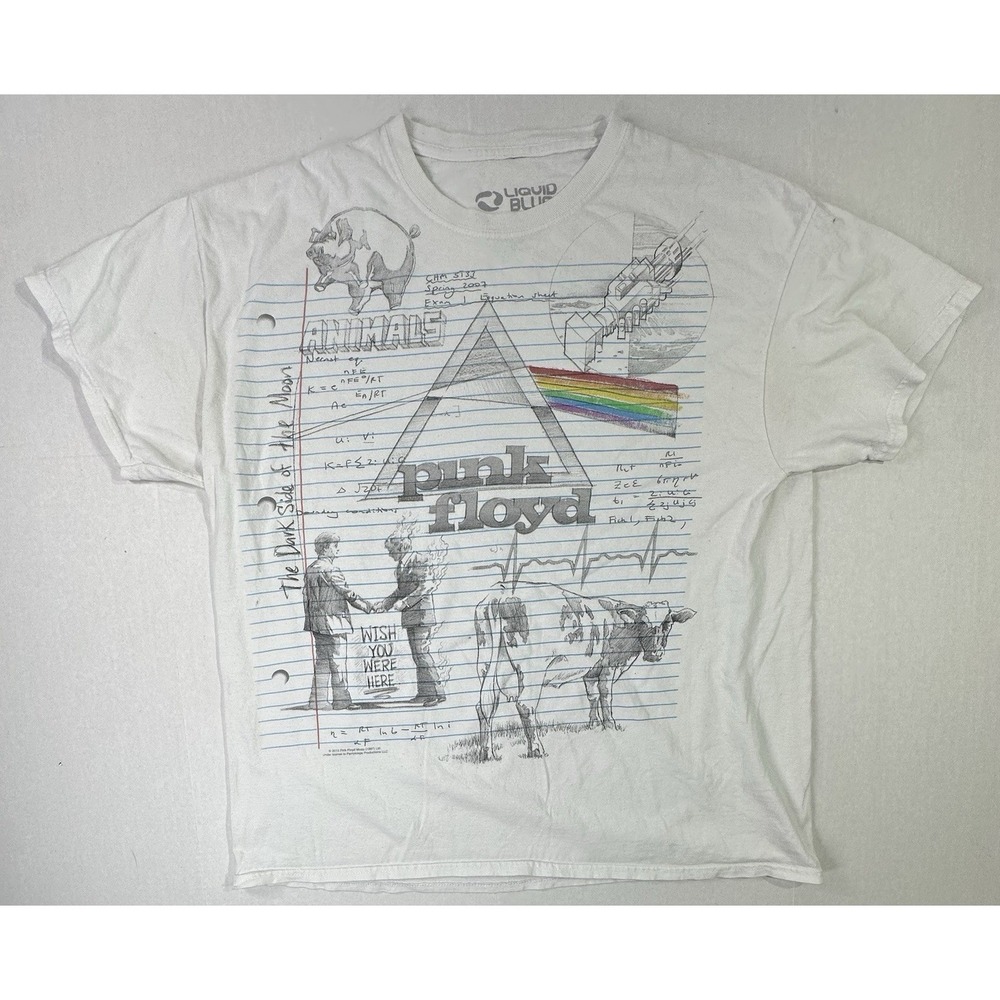 Pink Floyd Liquid Blue Graphic T-Shirt XL Notebook Design Vintage Rock Tee